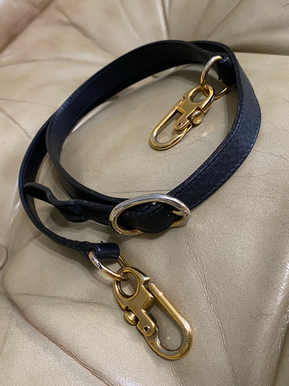 GUCCI Replacement Bag Strap Vintage Navy Blue Leather 80s